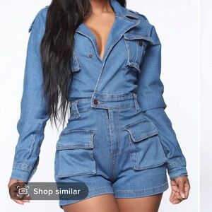 Fashion Nova denim jumpsuit size small brand new with tags